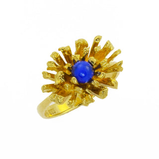 Ring aus 585 Gelbgold mit Lapislazuli, nachhaltiger second hand Schmuck perfekt aufgearbeitet