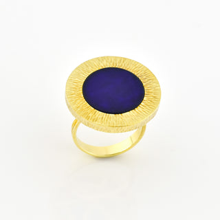 Ring aus 585 Gelbgold mit Lapislazuli, nachhaltiger second hand Schmuck perfekt aufgearbeitet