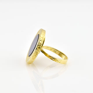 Ring aus 585 Gelbgold mit Lapislazuli, nachhaltiger second hand Schmuck perfekt aufgearbeitet