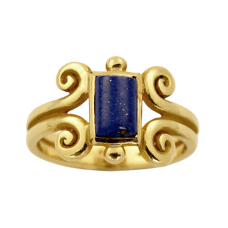 Ring aus 585 Gelbgold mit Lapislazuli, nachhaltiger second hand Schmuck perfekt aufgearbeitet