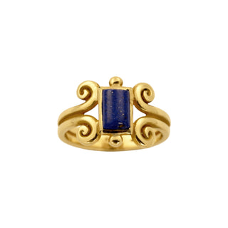 Ring aus 585 Gelbgold mit Lapislazuli, nachhaltiger second hand Schmuck perfekt aufgearbeitet