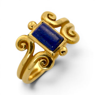 Ring aus 585 Gelbgold mit Lapislazuli, nachhaltiger second hand Schmuck perfekt aufgearbeitet