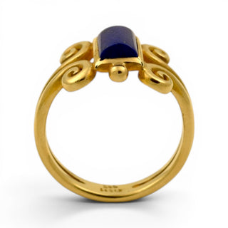 Ring aus 585 Gelbgold mit Lapislazuli, nachhaltiger second hand Schmuck perfekt aufgearbeitet