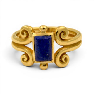 Ring aus 585 Gelbgold mit Lapislazuli, nachhaltiger second hand Schmuck perfekt aufgearbeitet