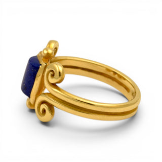 Ring aus 585 Gelbgold mit Lapislazuli, nachhaltiger second hand Schmuck perfekt aufgearbeitet