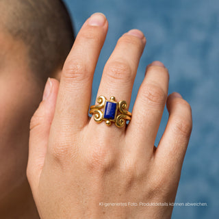 Ring aus 585 Gelbgold mit Lapislazuli, nachhaltiger second hand Schmuck perfekt aufgearbeitet