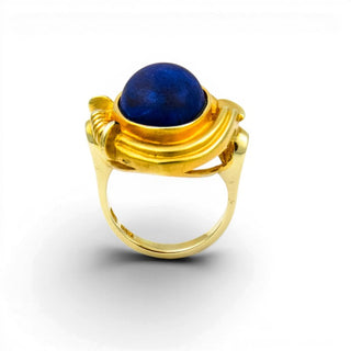 Lapislazuliring aus 585 Gelbgold, nachhaltiger second hand Schmuck perfekt aufgearbeitet
