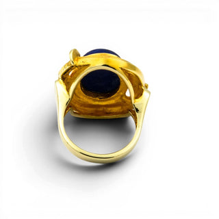 Lapislazuliring aus 585 Gelbgold, nachhaltiger second hand Schmuck perfekt aufgearbeitet
