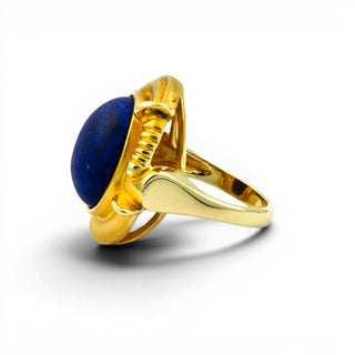 Lapislazuliring aus 585 Gelbgold, nachhaltiger second hand Schmuck perfekt aufgearbeitet