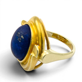 Lapislazuliring aus 585 Gelbgold, nachhaltiger second hand Schmuck perfekt aufgearbeitet