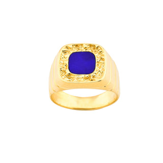 Ring aus 585 Gelbgold mit Lapislazuli, nachhaltiger second hand Schmuck perfekt aufgearbeitet