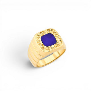 Ring aus 585 Gelbgold mit Lapislazuli, nachhaltiger second hand Schmuck perfekt aufgearbeitet
