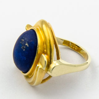 Lapislazuliring aus 585 Gelbgold, nachhaltiger second hand Schmuck perfekt aufgearbeitet