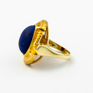 Lapislazuliring aus 585 Gelbgold, nachhaltiger second hand Schmuck perfekt aufgearbeitet