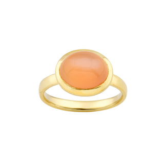 Ring aus 585 Gelbgold mit Mondstein, nachhaltiger second hand Schmuck perfekt aufgearbeitet