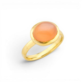 Ring aus 585 Gelbgold mit Mondstein, nachhaltiger second hand Schmuck perfekt aufgearbeitet