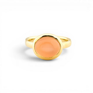 Ring aus 585 Gelbgold mit Mondstein, nachhaltiger second hand Schmuck perfekt aufgearbeitet