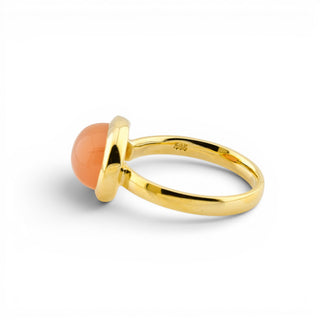 Ring aus 585 Gelbgold mit Mondstein, nachhaltiger second hand Schmuck perfekt aufgearbeitet