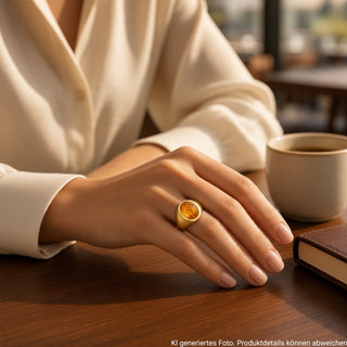 Ring aus 585 Gelbgold mit Topas, nachhaltiger second hand Schmuck perfekt aufgearbeitet