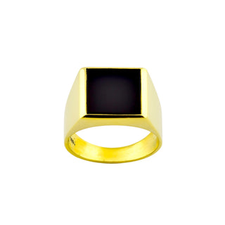 Ring aus 585 Gelbgold mit Onyx, nachhaltiger second-hand Schmuck perfekt aufgearbeitet