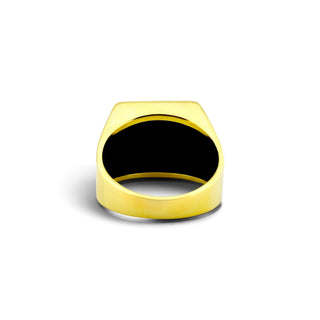 Ring aus 585 Gelbgold mit Onyx, nachhaltiger second-hand Schmuck perfekt aufgearbeitet