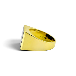 Ring aus 585 Gelbgold mit Onyx, nachhaltiger second-hand Schmuck perfekt aufgearbeitet