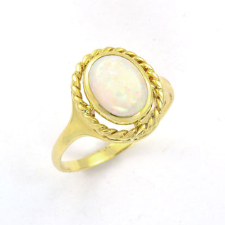 Ring aus 585 Gelbgold mit Opal, nachhaltiger second hand Schmuck perfekt aufgearbeitet