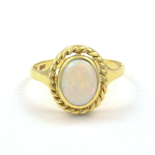 Ring aus 585 Gelbgold mit Opal, nachhaltiger second hand Schmuck perfekt aufgearbeitet