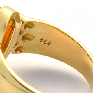 Ring aus 750 Gelbgold mit Opal und Brillant, nachhaltiger second hand Schmuck perfekt aufgearbeitet