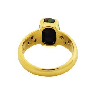 Ring aus 750 Gelbgold mit Opal und Brillant, nachhaltiger second hand Schmuck perfekt aufgearbeitet