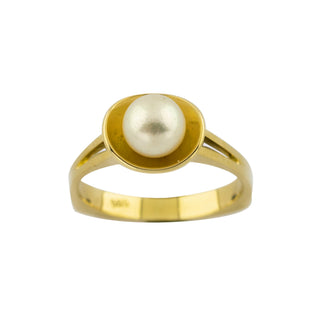 Perlring aus 585 Gelbgold, nachhaltiger second hand Schmuck perfekt aufgearbeitet