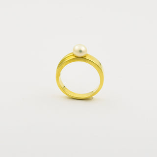 Perlring aus 585 Gelbgold mit Perle, nachhaltiger second hand Schmuck perfekt aufgearbeitet