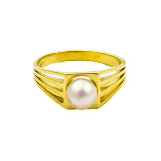 Ring aus 585 Gelbgold mit Perle, nachhaltiger second hand Schmuck perfekt aufgearbeitet