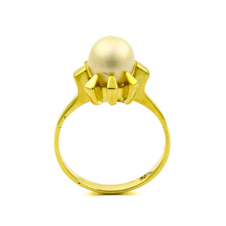 Ring aus 585 Gelbgold mit Perle, nachhaltiger second hand Schmuck perfekt aufgearbeitet