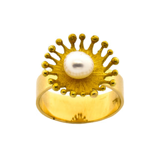 Perlenring aus 750 Gelbgold, nachhaltiger second hand Schmuck perfekt aufgearbeitet