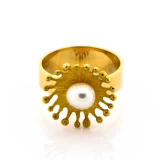 Perlenring aus 750 Gelbgold, nachhaltiger second hand Schmuck perfekt aufgearbeitet