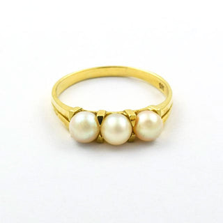 Perlenring aus 585 Gelbgold, nachhaltiger second hand Schmuck perfekt aufgearbeitet