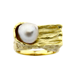 Perlenring aus 585 Gelbgold, nachhaltiger second hand Schmuck perfekt aufgearbeitet