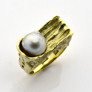 Perlenring aus 585 Gelbgold, nachhaltiger second hand Schmuck perfekt aufgearbeitet