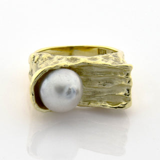 Perlenring aus 585 Gelbgold, nachhaltiger second hand Schmuck perfekt aufgearbeitet