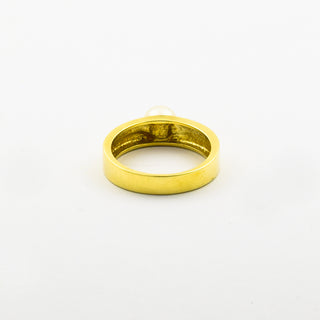 Perlring aus 585 Gelbgold mit Perle, nachhaltiger second hand Schmuck perfekt aufgearbeitet