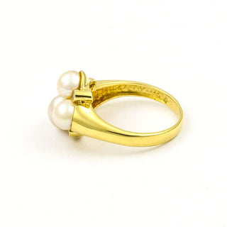 Perlenring aus 585 Gelbgold mit Brillant, nachhaltiger second hand Schmuck perfekt aufgearbeitet