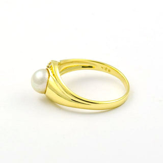 Perlenring aus 585 Gelbgold mit Brillant, nachhaltiger second hand Schmuck perfekt aufgearbeitet