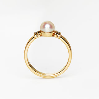 Perlenring aus 585 Gelbgold mit Brillant, nachhaltiger second hand Schmuck perfekt aufgearbeitet