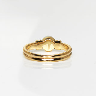 Perlenring aus 585 Gelbgold mit Brillant, nachhaltiger second hand Schmuck perfekt aufgearbeitet
