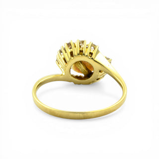 Perlenring aus 585 Gelbgold mit Diamant, nachhaltiger second hand Schmuck perfekt aufgearbeitet