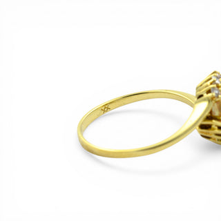 Perlenring aus 585 Gelbgold mit Diamant, nachhaltiger second hand Schmuck perfekt aufgearbeitet