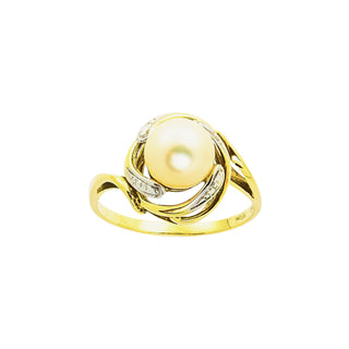 Ring aus 585 Gelbgold mit Perle, nachhaltiger second hand Schmuck perfekt aufgearbeitet