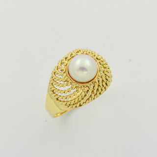 Perlenring aus 585 Gelbgold, nachhaltiger second hand Schmuck perfekt aufgearbeitet