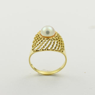 Perlenring aus 585 Gelbgold, nachhaltiger second hand Schmuck perfekt aufgearbeitet